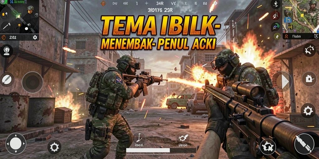 Tangkapan layar utama permainan TPS 34R menampilkan aksi tembak-menembak yang mendebarkan.