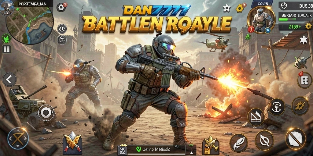 Tampilkan gameplay seru dalam lingkungan Battle Royale yang intens.