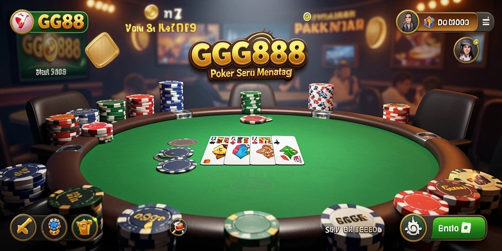 Tampilan menarik dan seru dari gameplay Poker di GGG888.