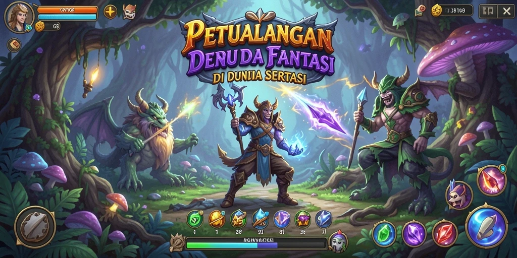 Tangkapan layar menunjukkan aksi petualangan seru di dunia fantasi GN168.