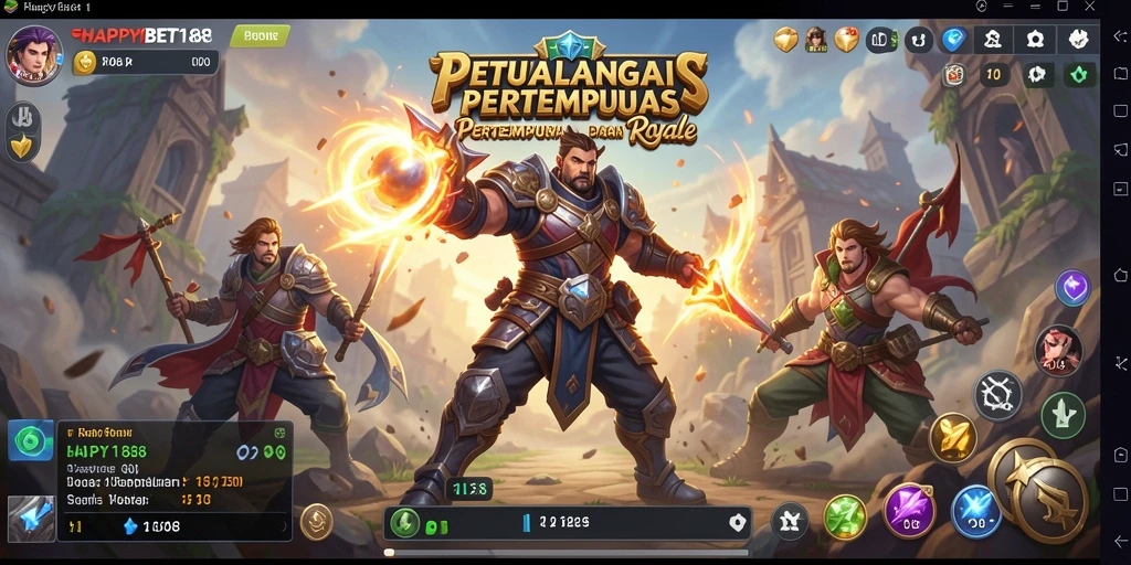 Screenshot gameplay HAPPYBET188 menampilkan aksi Battle Royale yang intens dan strategis.