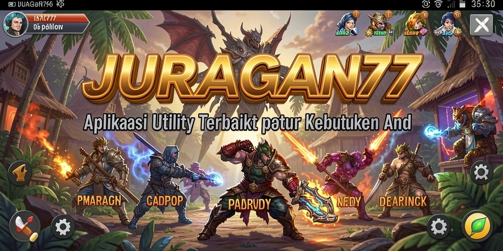Screenshot aplikasi JURAGAN77 dengan tampilan antarmuka yang menarik dan user-friendly.