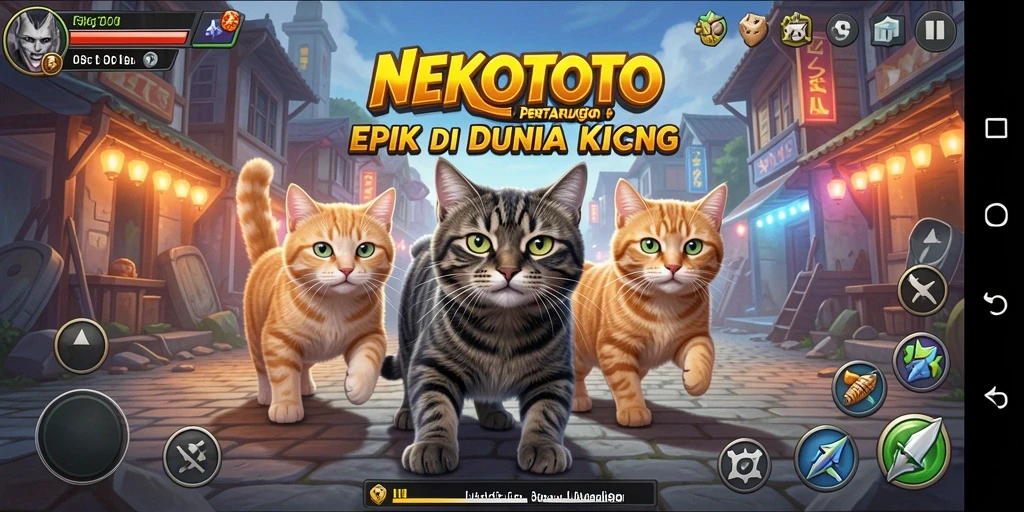 Tampilan gameplay pertarungan seru di NEKOTOTO.