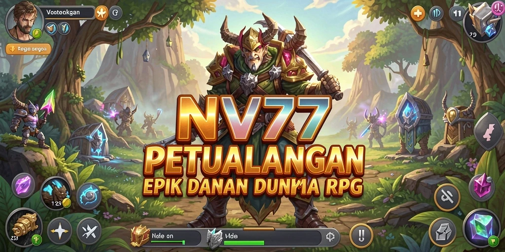 Screenshot gameplay NV77 dengan karakter dan pertarungan RPG yang seru.