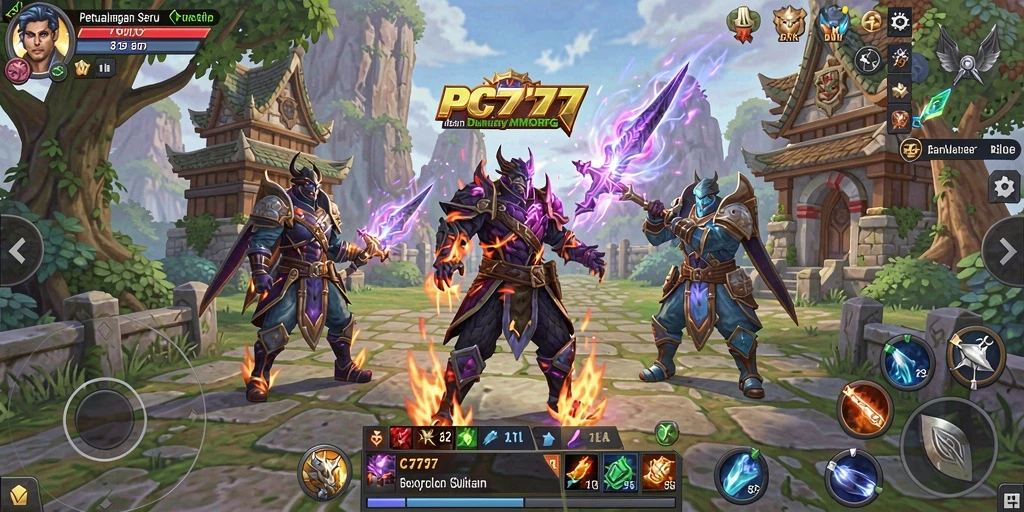 Gambaran gameplay seru di dunia MMORPG PC777.