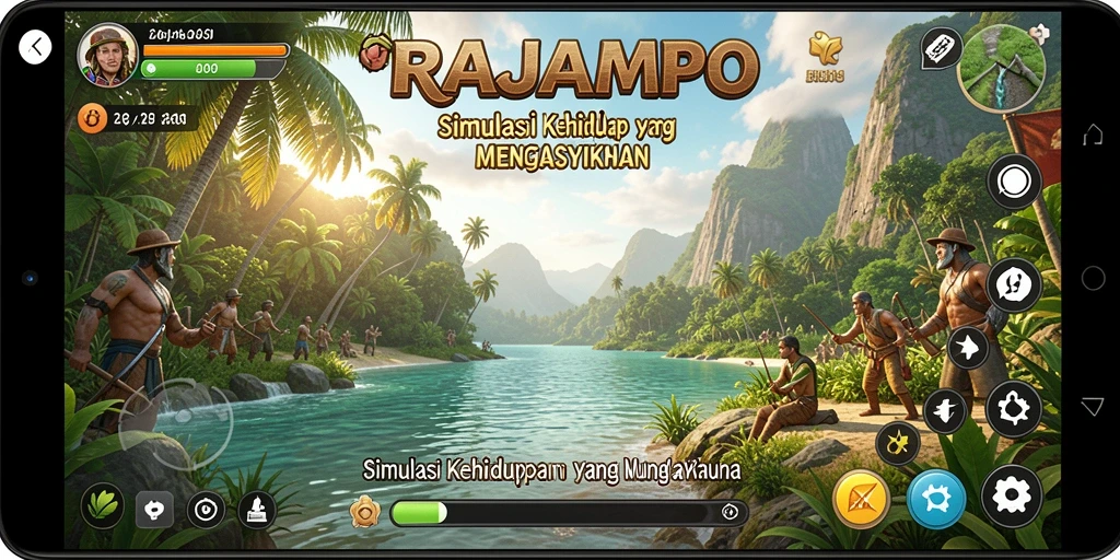 Tampilan gameplay menarik dari RAJAMPO yang penuh aktivitas.