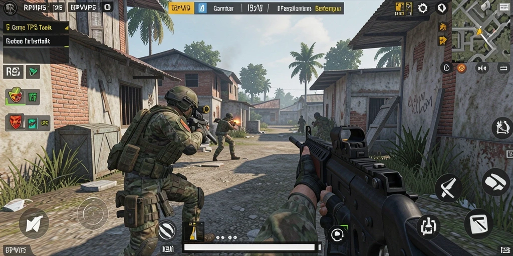 Tampilan gameplay RPVIP5 yang intens dan mendebarkan dalam mode TPS.