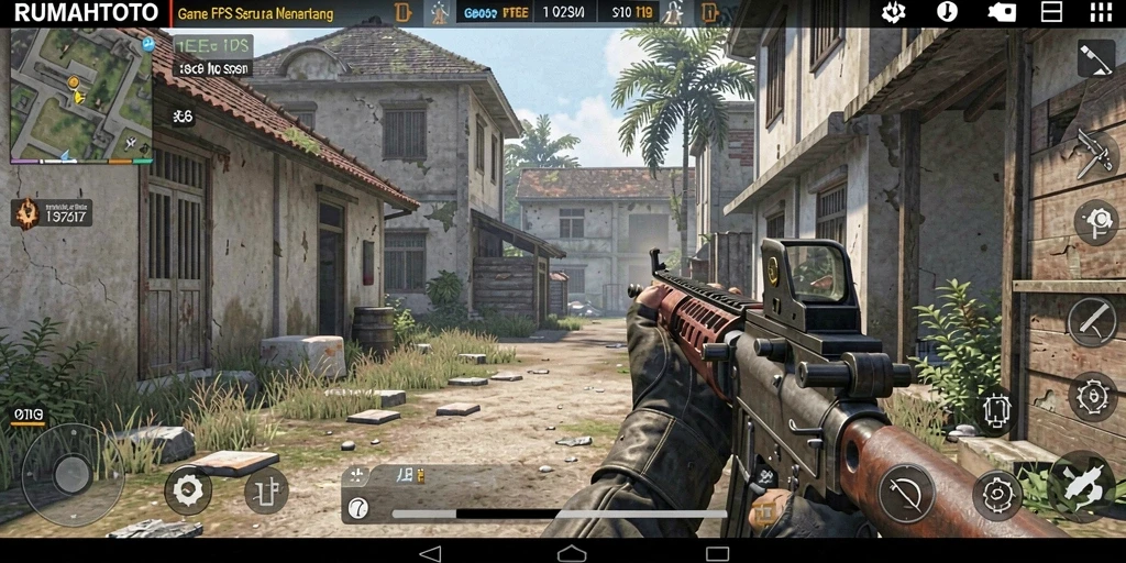 Tampilan gameplay RUMAHTOTO yang mendebarkan di mode FPS.