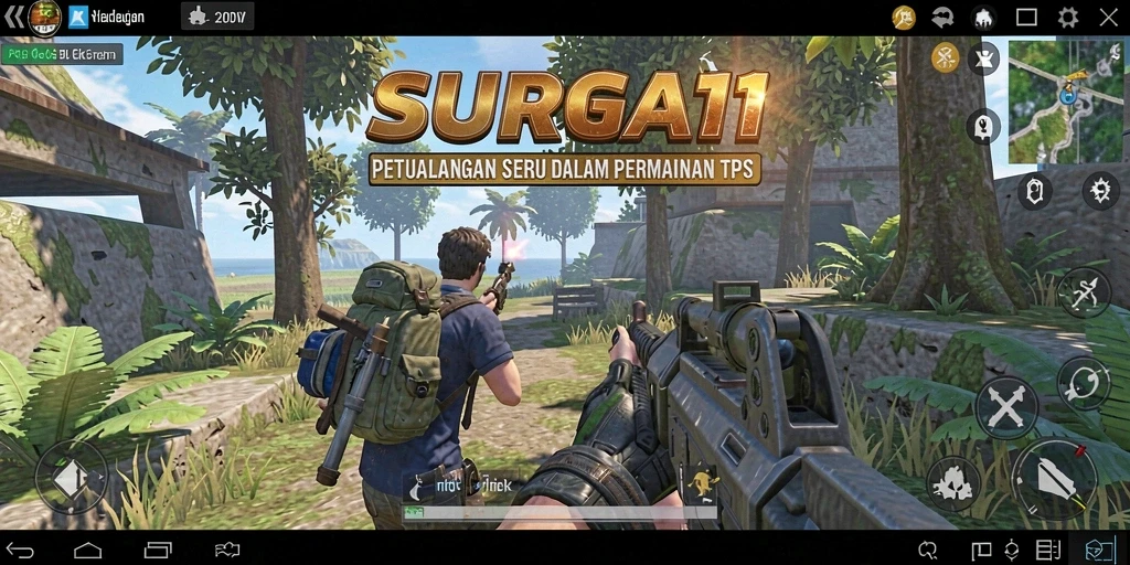 Tangkapan layar gameplay SURGA11 menampilkan aksi seru di medan perang.