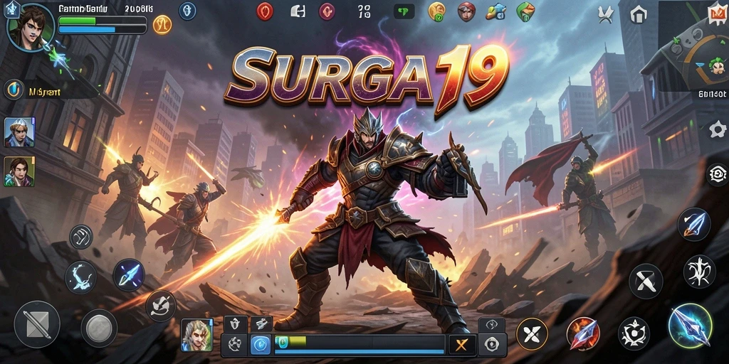 Screenshot menunjukkan pertempuran intens dalam SURGA19.